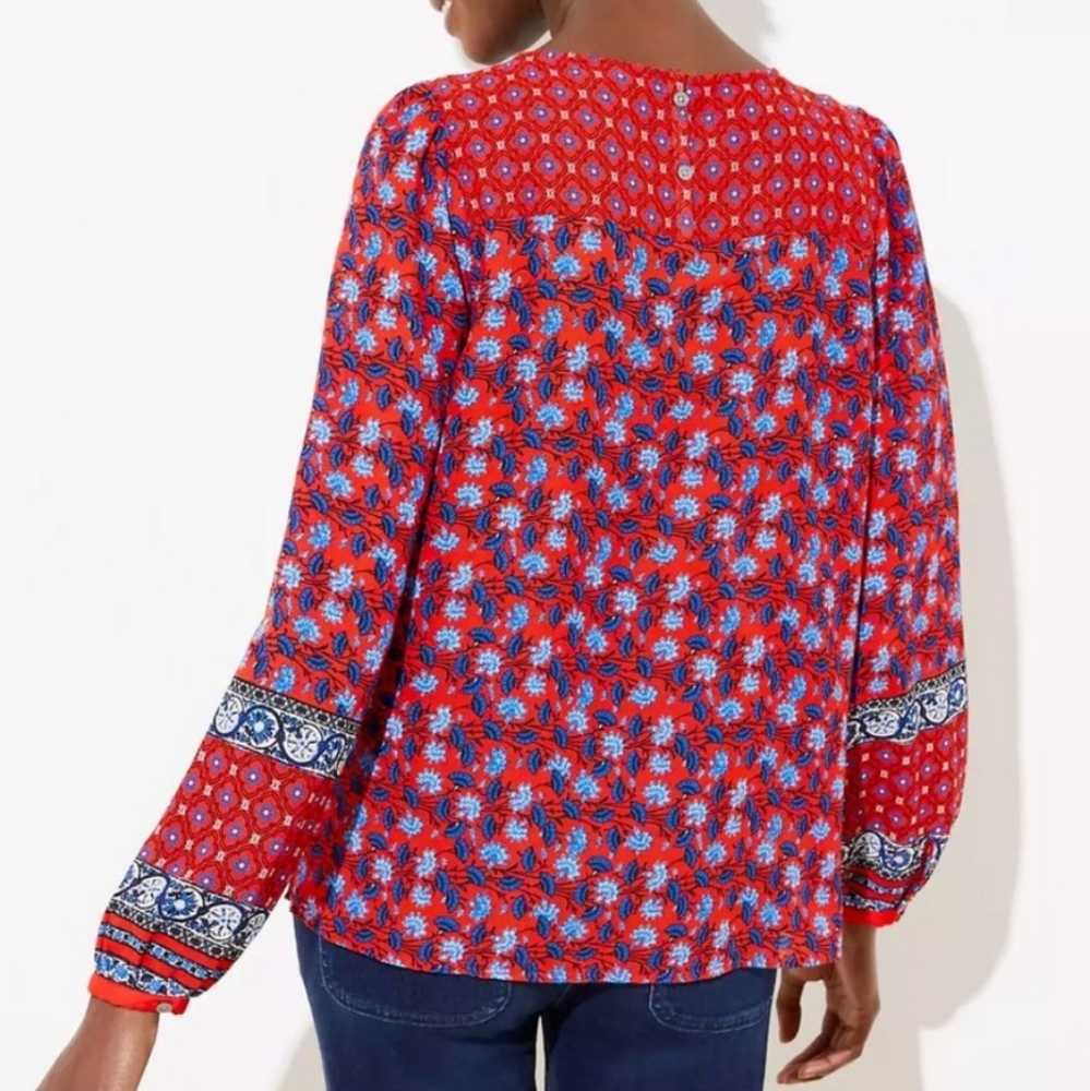 Loft Womens Floral Border Blouse in size Medium - Picture 2 of 5